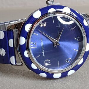 Untested Blue With White Polka Dots Stretch Watch With Blue Dial